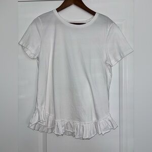 Banana Republic White Ruffled Short Sleeve Tee